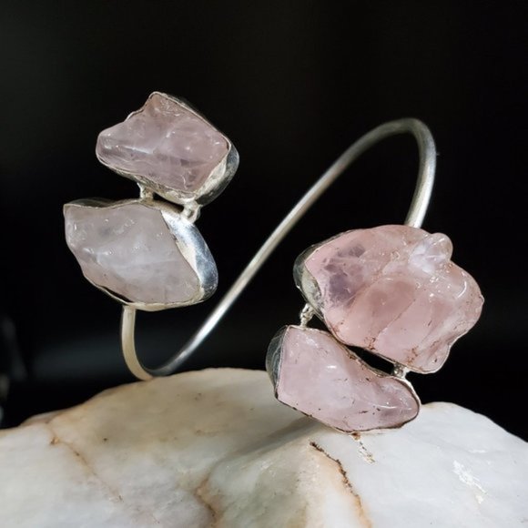 GG Unique Jewelry Jewelry - Silver Bracelet Rose Quartz Stone